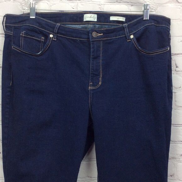 Wonderly Blue Jeans Women's Plus Size 22 W Mid Rise Skinny Crop Stretch Festive - Picture 3 of 8